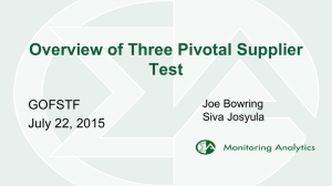 Overview of Three Pivotal Supplier Test