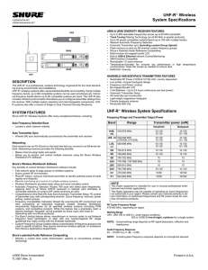 Shure UHF-R System Specifications