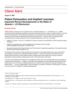 Patent Exhaustion and Implied Licenses