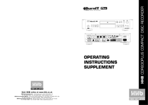 OPERATING INSTRUCTIONS SUPPLEMENT