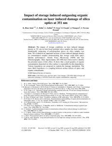 Impact of storage induced outgassing organic contamination on