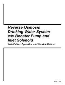 Reverse Osmosis Drinking Water System c/w Booster