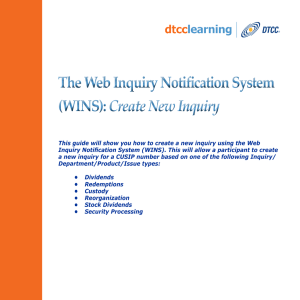 The Web Inquiry Notification System (WINS): Create