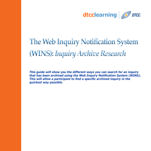 The Web Inquiry Notification System (WINS): Inquiry