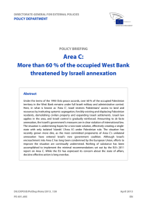 Area C: More than 60 % of the occupied West Bank threatened by