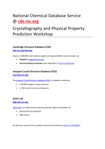 National Chemical Database Service @ cds.rsc.org Crystallography