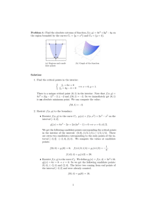 Problem 1: Find the absolute extrema of function f(x, y)=3x 2 +2y2