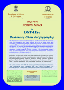 DST-IISc Centenary Chair Professorship
