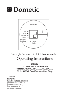 Single Zone LCD Thermostat Operation Manual