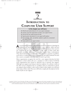 Chapter Two - Introduction to Computer User Support