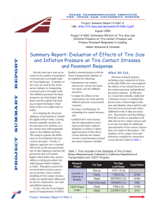 Evaluation of Effects of Tire Size and Inflation Pressure on Tire