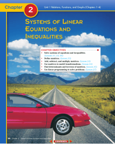 Chapter 2: Systems of Linear Equations and Inequalities