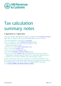 Tax Calculation Summary notes (2016)