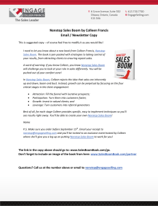 Nonstop Sales Boom by Colleen Francis Email / Newsletter Copy