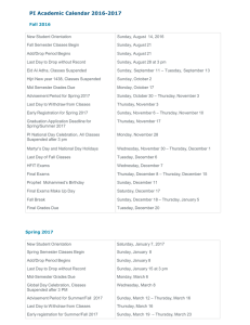 PI Academic Calendar 2016-2017