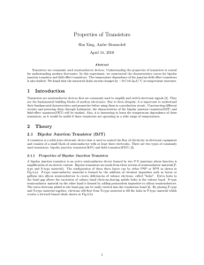 Properties of Transistors - McGill Undergraduate Physics