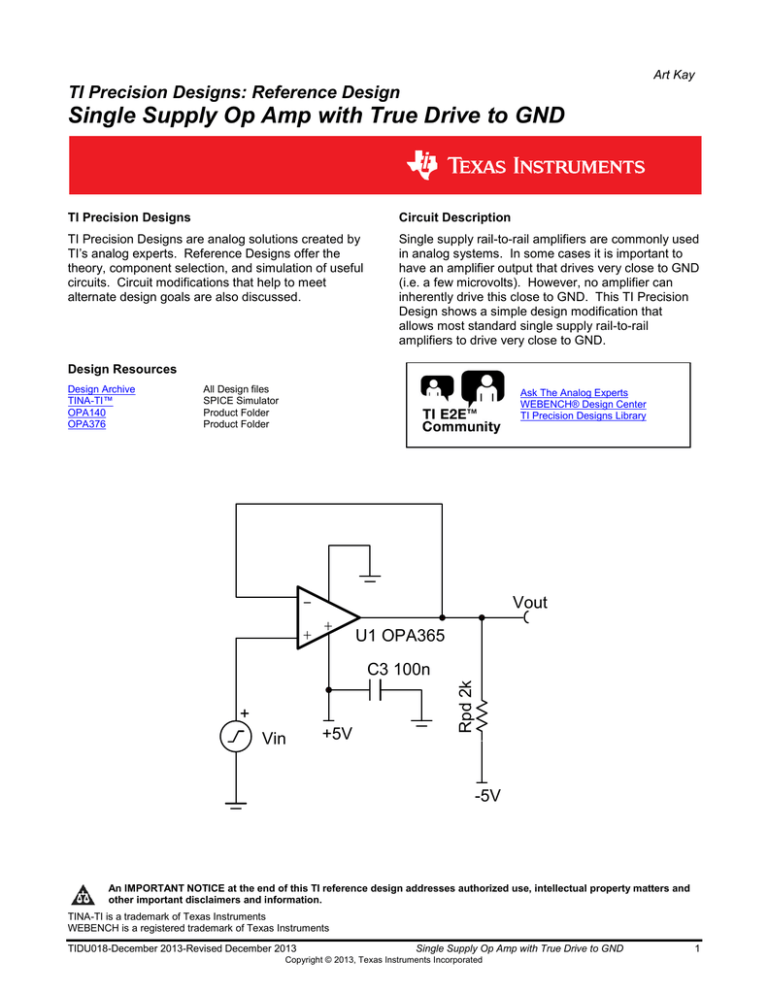 Single Supply Op Amp With True Drive To GND