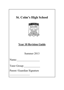 Year 10 Subject - St Colm`s High School