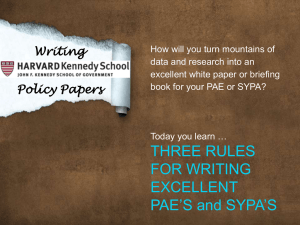 THREE RULES FOR WRITING EXCELLENT PAE`S and SYPA`S