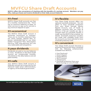 MVFCU Share Draft Accounts - Matanuska Valley Federal Credit