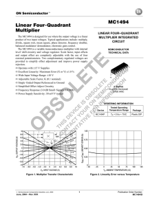 Linear Four−Quadrant Multiplier MC1494