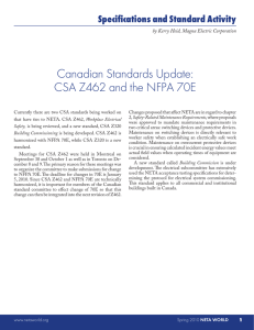 Canadian Standards Update: CSA Z462 and the NFPA 70E
