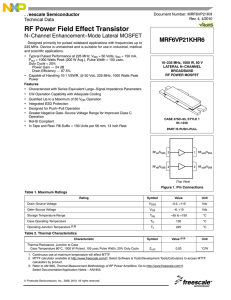 MRF6VP21KHR6 10-235 MHz, 1000 W, 50 V Lateral N