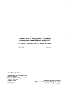 Condensation of Refrigerants 12 and 134a in Horizontal Tubes With