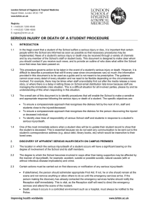 Serious Injury or Death of a Student Procedure