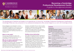 Becoming a Cambridge Professional Development Centre A guide