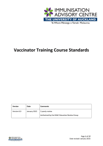 Vaccinator Training Course Standards