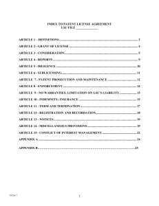 Patent License Agreement - Louisiana State University