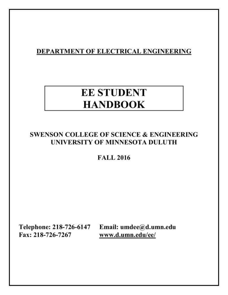 Ee Student Handbook University Of Minnesota Duluth