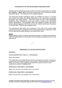 Amendments to the Harmonized System Explanatory Notes