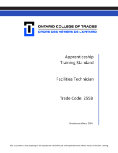 Apprenticeship Training Standard Facilities Technician Trade Code