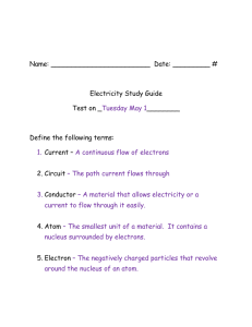Name: Date: ______ # Electricity Study Guide Test on _Tuesday
