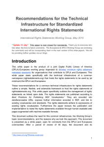 Recommendations for the Technical Infrastructure for Standardized