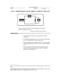 Unit 23: ERROR PROPAGATION, DIRECT CURRENT CIRCUITS