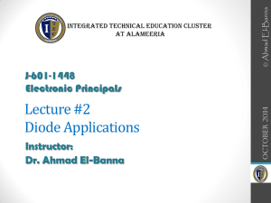 Lecture #2 Diode Applications