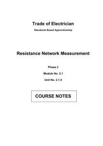 Trade of Electrician Resistance Network Measurement COURSE