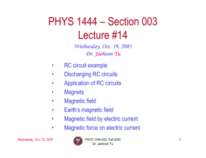 PHYS 1444 – Section 003 Lecture #14