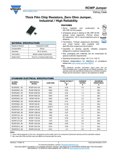 RCWP Jumper Thick Film Chip Resistors, Zero Ohm