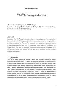 Ar/ Ar dating and errors - Institut für Geologie