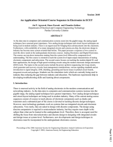 An Application Oriented Course Sequence In Electronics In Ecet