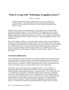 What is wrong with “technology as applied science?”