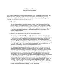 KSU Housing L3Net Internet Service Agreement KSU Housing (the