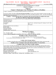 Court`s Notice Regarding Chapter 11 Bankruptcy Filing