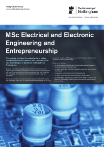 MSc Electrical and Electronic Engineering and Entrepreneurship