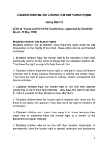 Disabled children, the Children Act and Human Rights