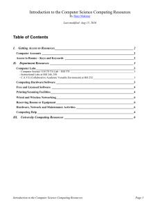 Introduction to Computer Science Micro Computing Resources